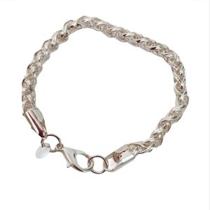 925 Silver Plated Charm Chain 8" Bracelet Christmas gift